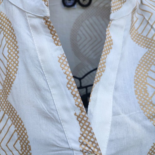 Caftan 100% Viscose New White with Gold Designs