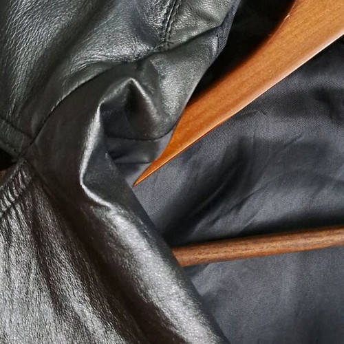 Zara biker jacket used with geometric print and faux leather collar brown