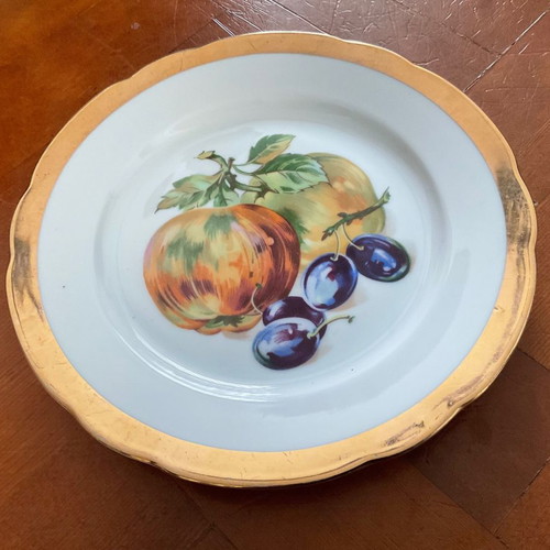 Czechoslovakia pasta plate and bowl set with gold trim