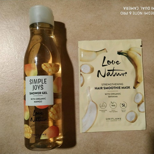 Shower gel and hair smoothie mask with organic banana by Oriflame new
