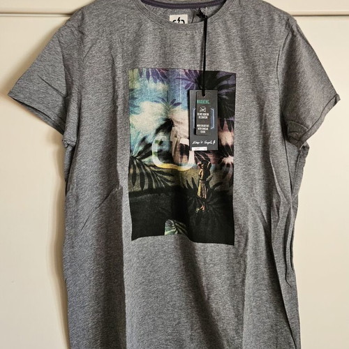 Emerson men's T-shirt with print, grey and multicolour, size M