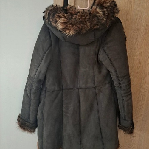 Leather mouton coat like new, gray, size XL