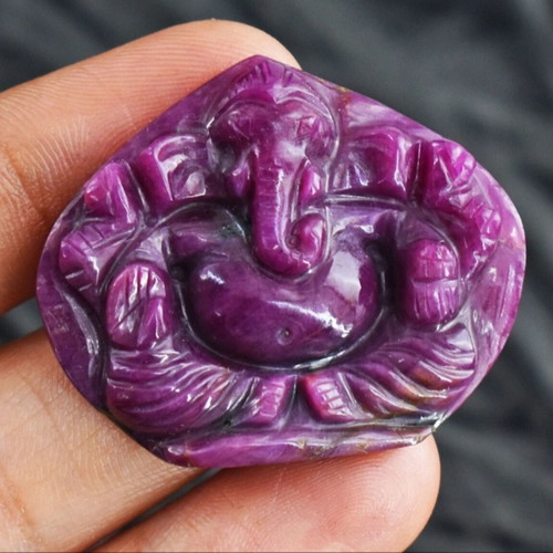 Ruby 100% natural 72.00 cts carved god Ganesha