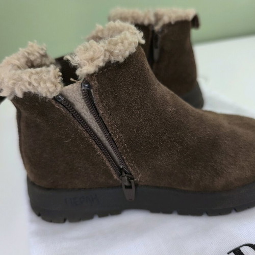 ZARA Leather Kids Boots Like New No. 24 Brown with Fur