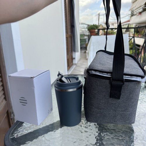Tumbler 350ml and Insulated Carry Bag set new, gray