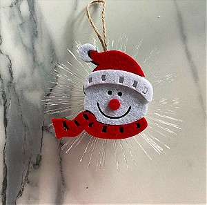 Στολίδι χριστουγεννιάτικο με φωτεινές ακτίνες περιμετρικά χιονάνθρωπος