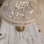 Table lamp brass solid with leather shade from India