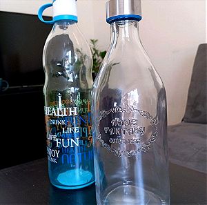 Δύο ( 2 ) γυάλινα μπουκάλια νερού