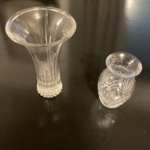 Crystal old vases like new, large 18 cm and small 13 cm