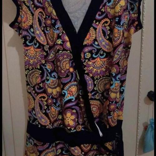 Promod blouse large colorful elastic wrap