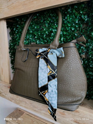 Famous Shoes olive/brown handbag new with bow and two compartments