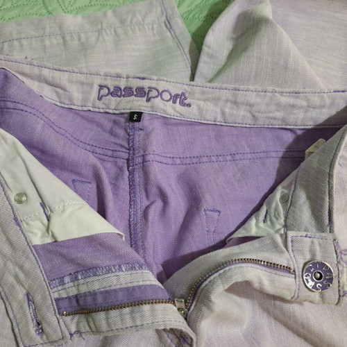 Passport women's lightweight jeans with topstitching in light purple