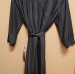 Access semi-zip asymmetric blue denim dress with belt like new