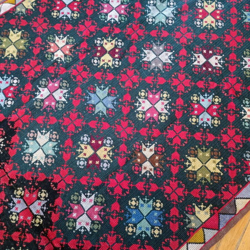 Handmade cross-stitch rug like new 120x330 with lining