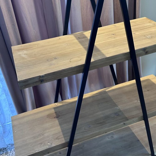 Bookshelf industrial style 3-tier A-frame ladder used