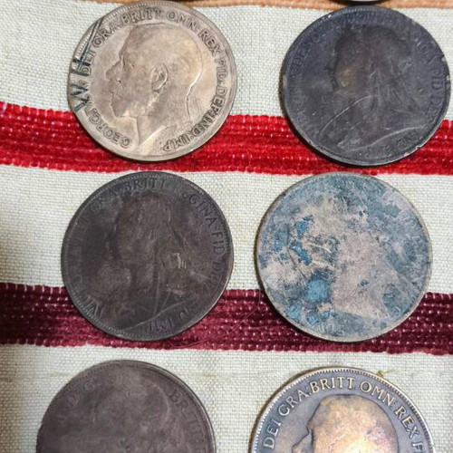 One Penny coins used, pack of 24, with bonus Half Penny 1920
