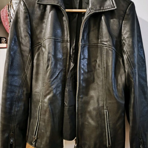 Leather jacket women's refurbished, size M, black