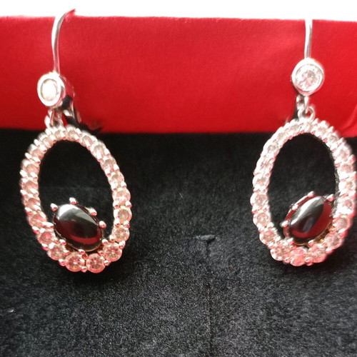 Vintage hanging earrings Galerie Tsangarakis silver 925 with topaz and zircon like new