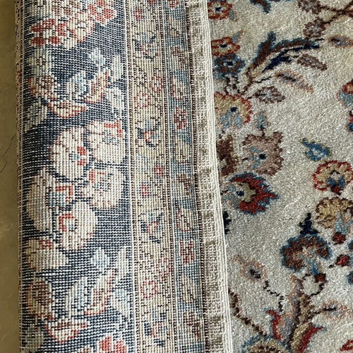 Vintage handmade large wool rug, floral motif, 1950s
