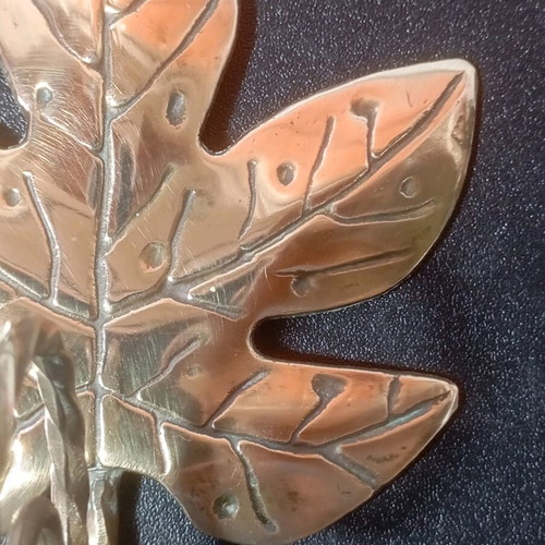 Vintage brass wall hook with leaves used