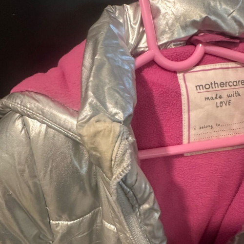 Mothercare silver jacket for girl used, ages 5-6