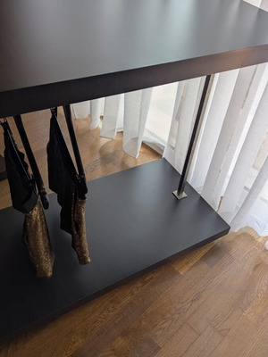 Wooden table brown color with hanger like new