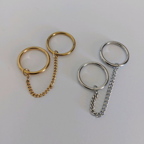 Chain rings new, gold and silver, set of 2