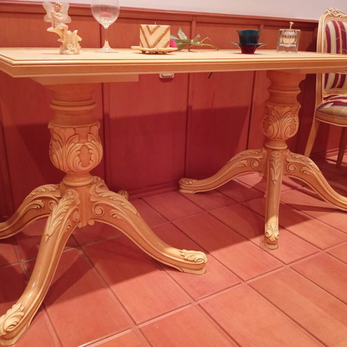 Handmade dining table with 4 chairs like new, neoclassical baroque style