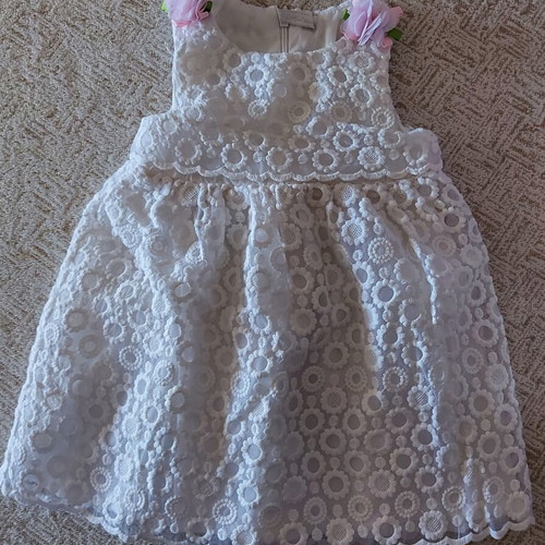 Mayoral dress for 18 months, like new, white with lace and pink flowers