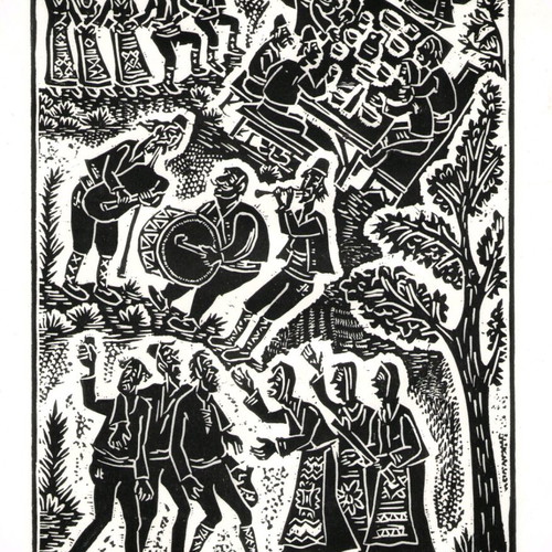 Handmade linocut Trifon Zarezan new, A4 size