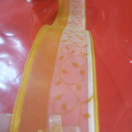 Organza ribbon with wire 10 m mustard color and 4 cm width new