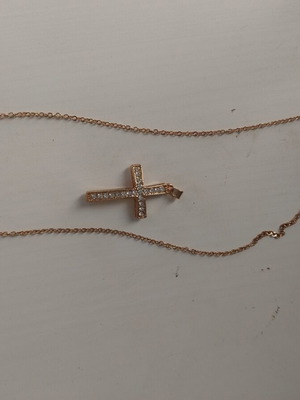 Chain and cross with stones new, gold color