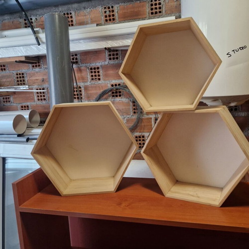Jysk hexagonal wooden wall shelves, set of 3