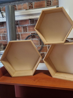 Jysk hexagonal wooden wall shelves, set of 3