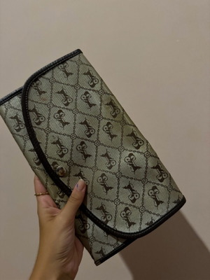 Leather envelope bag like new, beige and brown