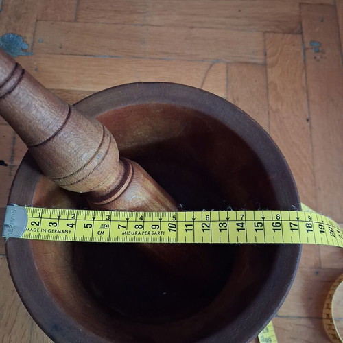 Large wooden mortar and pestle