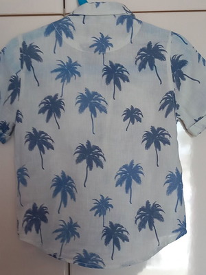 Παιδικό κοντομάνικο πουκάμισο Zara Kids καινούργιο με μπλε φοίνικες για 4-5 ετών
