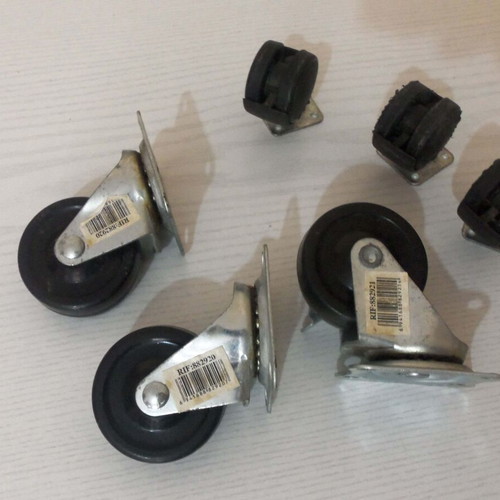 Furniture caster wheels set used, 3 with metal base, 1 with brake