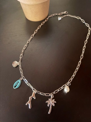 Κολιέ από ανοξείδωτο ατσάλι με καλοκαιρινά charms σε ασημί