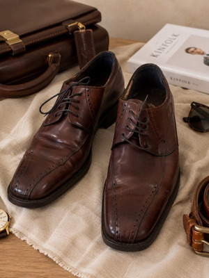 Centro Strada Brown Leather Derby Shoes like new, made in Italy