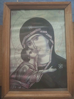 Εικόνα Παναγία και Ιησούς μεταχειρισμένη σε ξύλινη κορνίζα