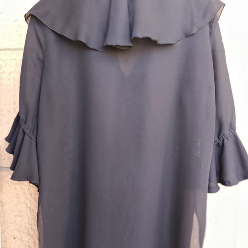 ZIC ZAC vintage black sheer shirt with ruffles