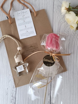 Handmade Gift Set with Aromatic Wax Rose and Car Diffuser for Teacher