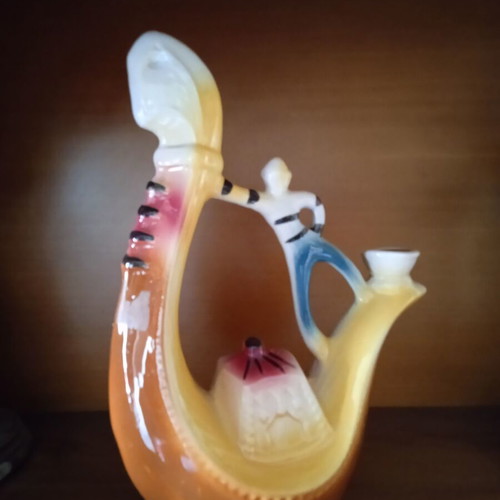 Vintage Italian Porcelain Candle Holder Gondolier in Venice 1960s