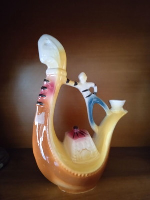 Vintage Italian Porcelain Candle Holder Gondolier in Venice 1960s