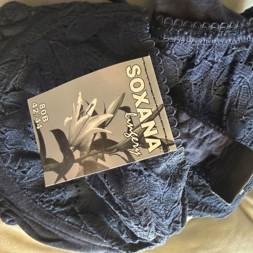 Lingerie set new, dark blue, size 80 B, 100% cotton