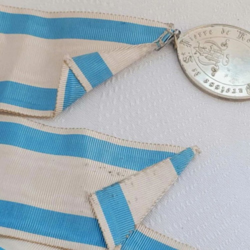 Religious silver medal 1864 used, Congrégation de Notre-Dame du Saint-Rosaire