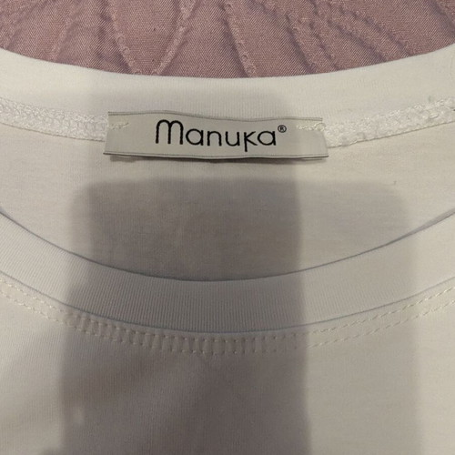 T-shirt women's short sleeve new, size L, white with shoulder pads