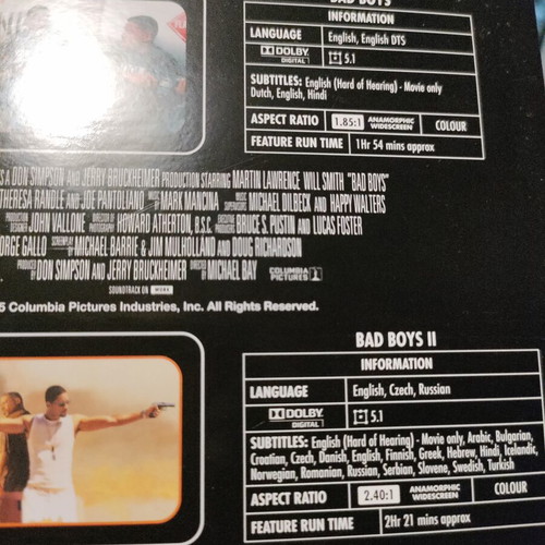 Bad Boys 1 and 2 DVD boxset with Greek subtitles