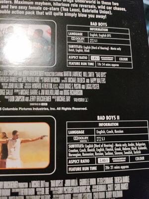 Bad Boys 1 and 2 DVD boxset with Greek subtitles